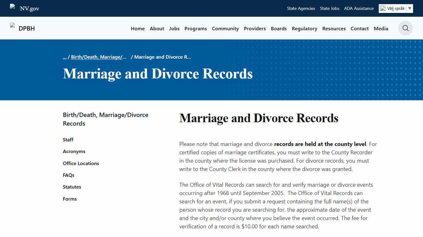 Marriage and Divorce Records